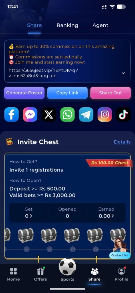 56 jeet Game referral program 