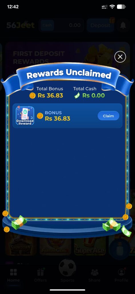 56 jeet game bonus
