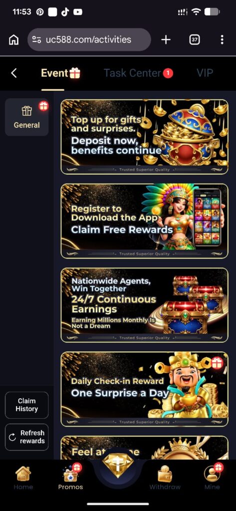 UC588 Game Bonus Center